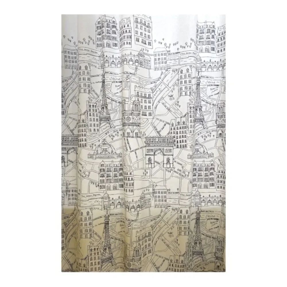 Paris Bathroom Shower Curtain and Matching Hooks and Accessories Set
